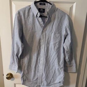 Sovereign Code Light Blue and White Striped Button-Down Shirt